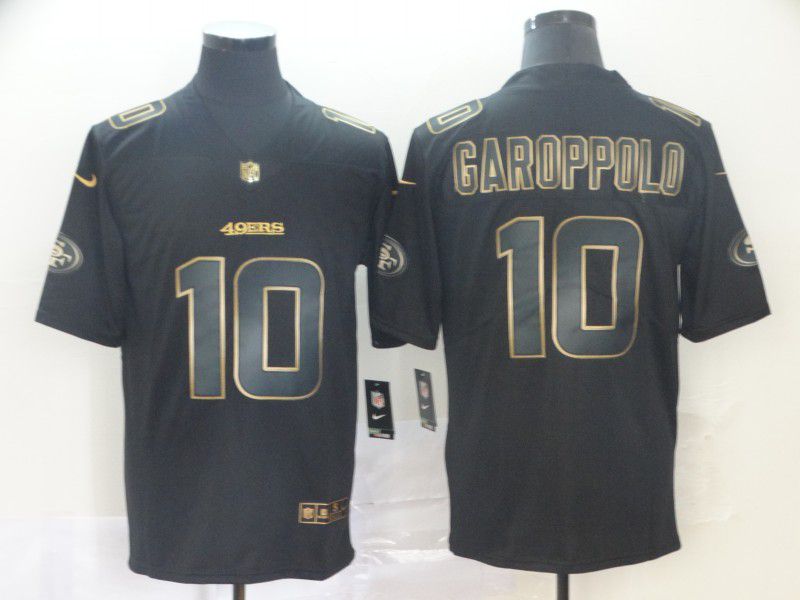 Men San Francisco 49ers #10 Garoppolo Nike Vapor Limited Black Golden NFL Jerseys